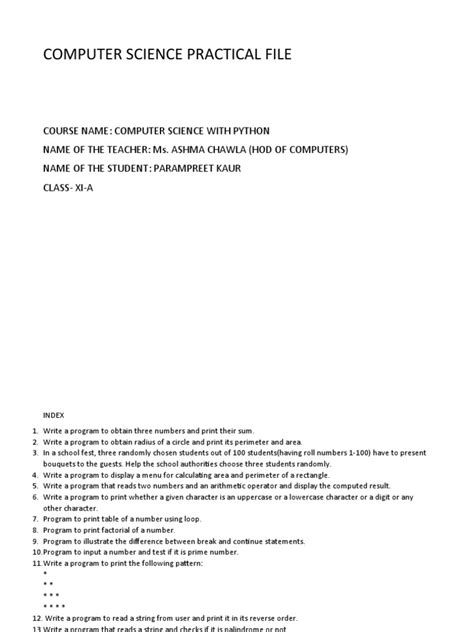 Image result for Computer Science Practical Notes