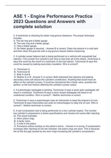 Image result for ASE Engine Performance Practice Test