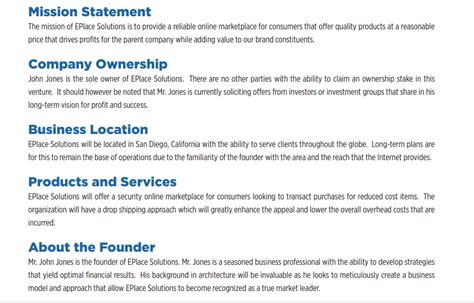 Toradh íomhá ar Company Description Example Business Plan