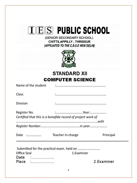 Computer Science Class 12 Project Cover Page Python に対する画像結果