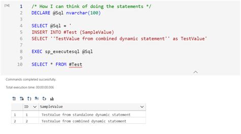 Dynamic SQL Tutorial に対する画像結果