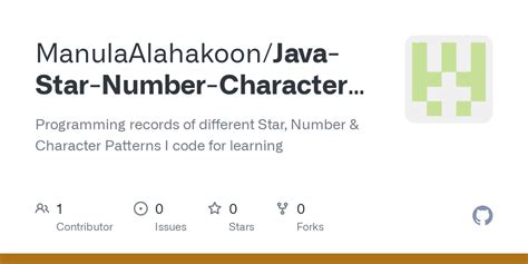 GitHub - ManulaAlahakoon/Java-Star-Number-Character-Patterns ...