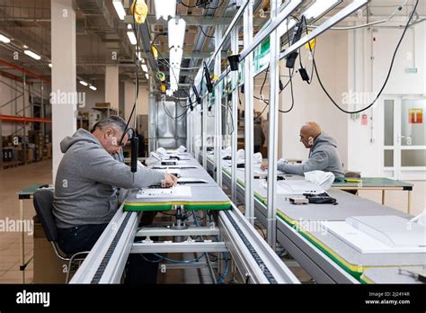 Photo of a large plant inside for assembling monoblocks for computers ...