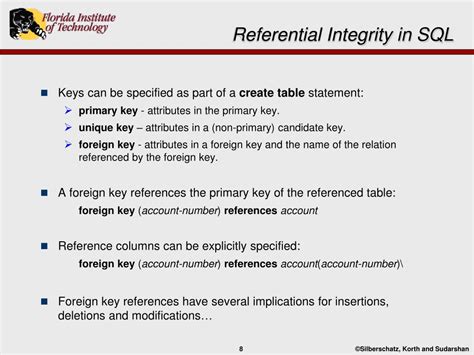 Referential Integrity SQL に対する画像結果