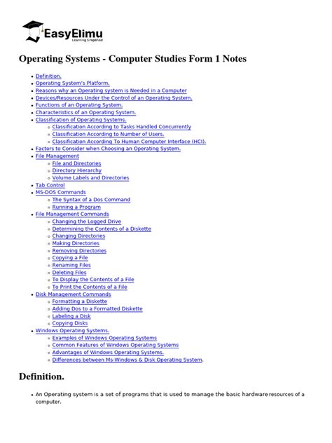 Image result for Computer Studies Form 1 Notes