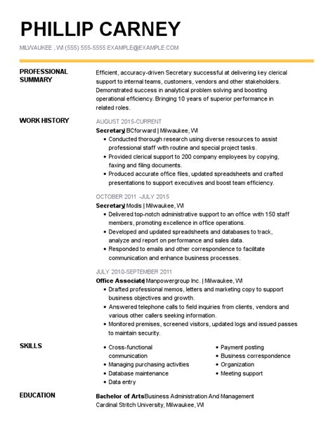 Image result for Secretary Resume Examples