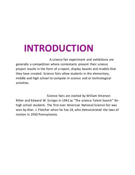 Image result for Science Fair Project Introduction Example