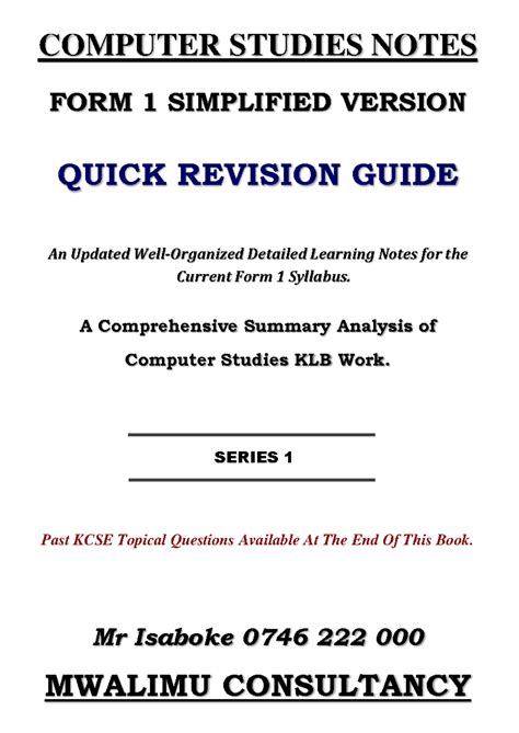Image result for Computer Form 1 Notes Revision