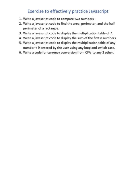 Image result for JavaScript Exercises PDF