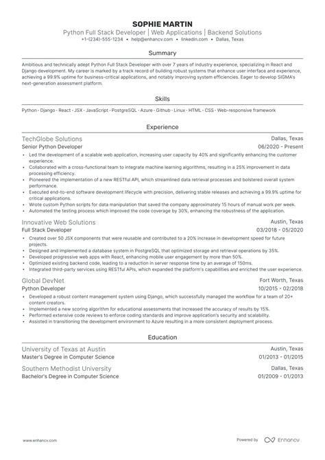 Image result for Full-Stack Python Developer Sample Resume