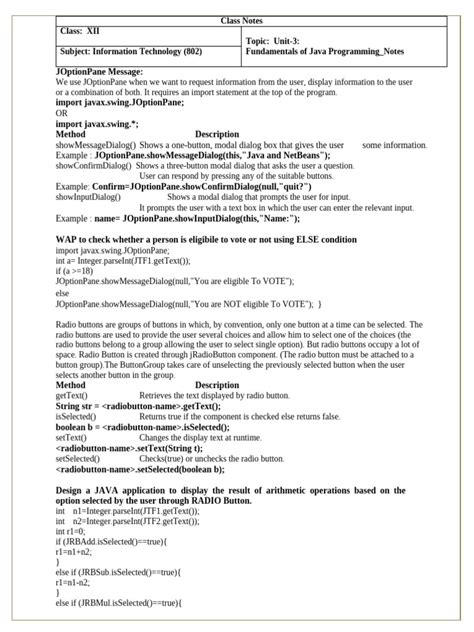 Afbeeldingsresultaten voor Free Printable Java Programming Notes