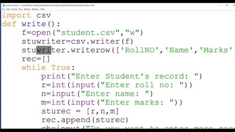 Toradh íomhá ar IP Project for Class 12 Python Using CSV File