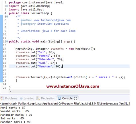 Image result for For Each Loop Java Example