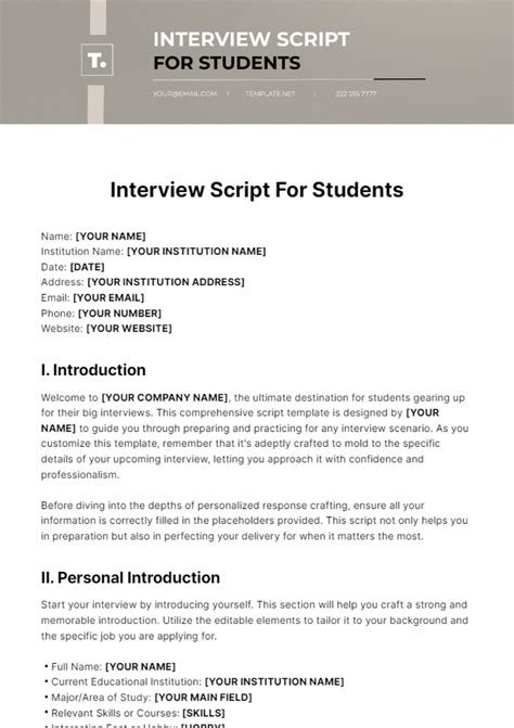 Toradh íomhá ar Interview Introduction Script
