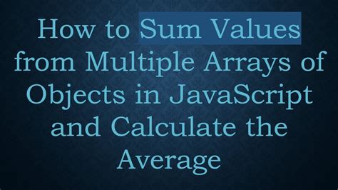 Toradh íomhá ar Sum of Values in Array JavaScript