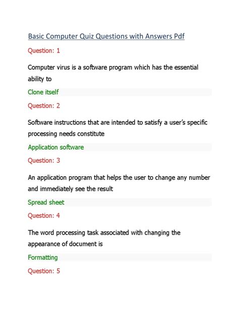 Image result for Basic Computer Knowledge Questions PDF