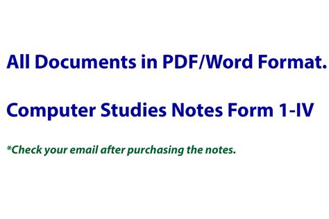 Image result for Computer Studies Form 1 Notes