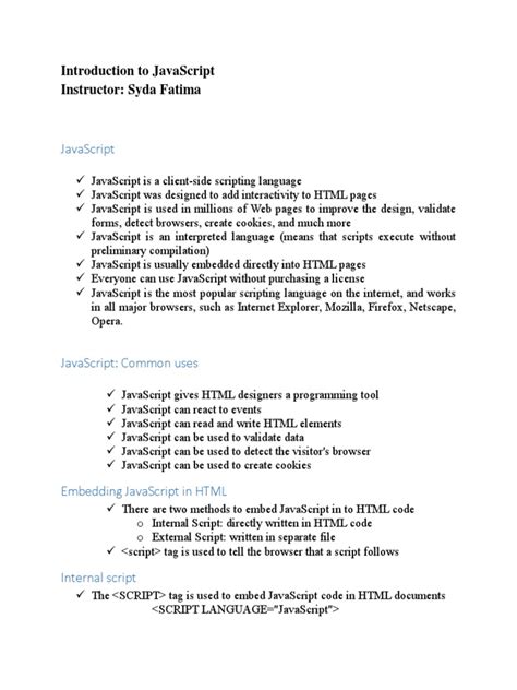 Image result for JavaScript Notes for Practice PDF
