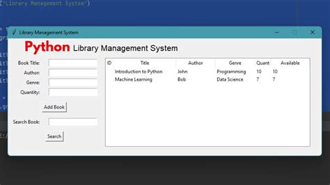 Toradh íomhá ar Python Code for Library Management System