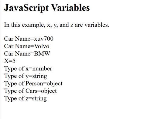 Image result for JavaScript Variable Types