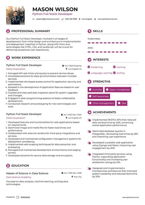 Image result for Full-Stack Python Developer Sample Resume