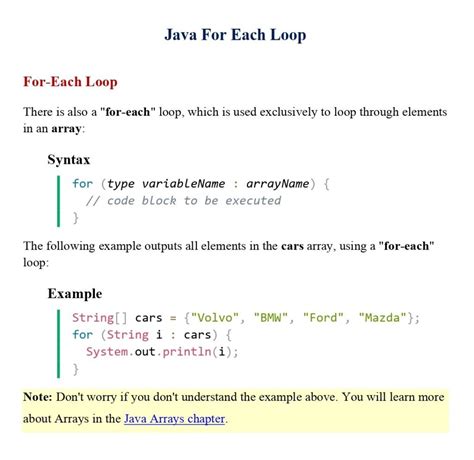 Image result for For Each Loop Java Example