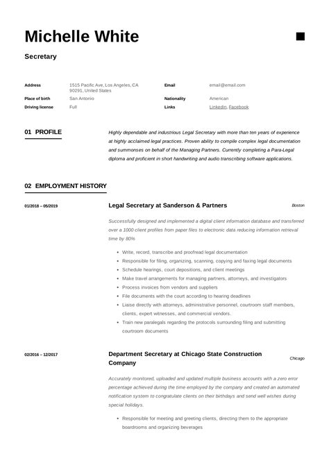 Image result for Secretary Resume Examples