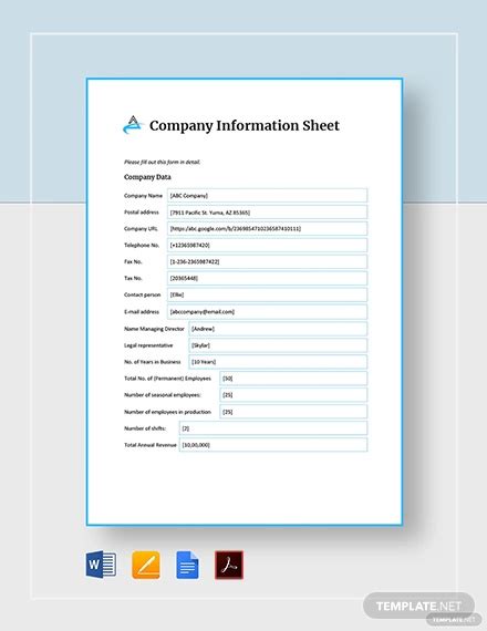Image result for Company Details File Documant Format