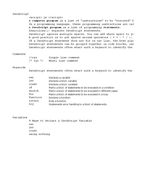 Bildergebnis für JavaScript Short Notes PDF