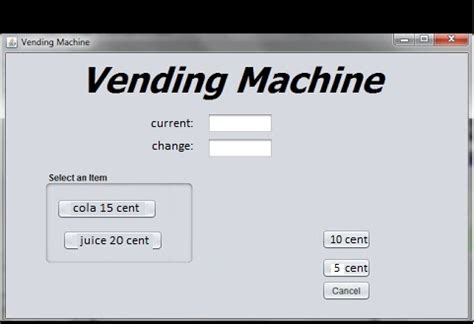 Image result for Vending Machine Java GUI