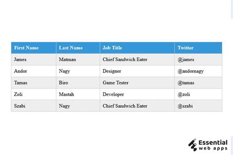 Image result for JavaScript Table CSS Beautiful