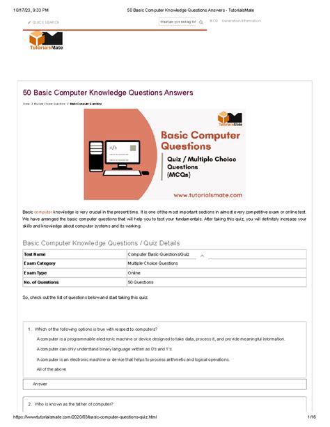 Image result for Basic Computer Knowledge Questions PDF