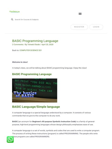 Image result for Basic Programming Class