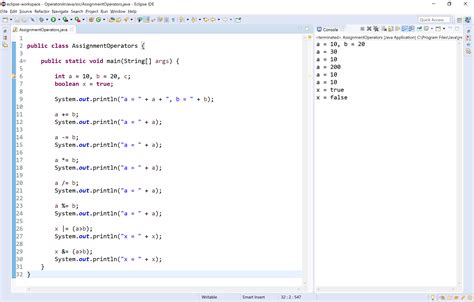 Toradh íomhá ar Operators in Java