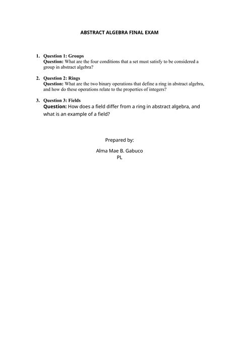 Image result for Abstract Algebra Examples