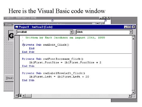 Toradh íomhá ar Example of Visual Basic Code