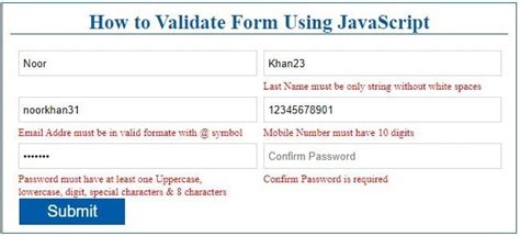 JavaScript Form Validation に対する画像結果