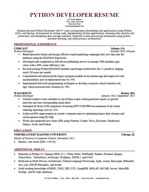 Image result for Full-Stack Python Developer Sample Resume