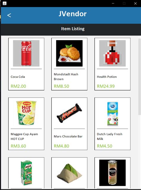Image result for Vending Machine Java GUI