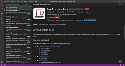 Toradh íomhá ar Visual Studio Code Extensions for Java