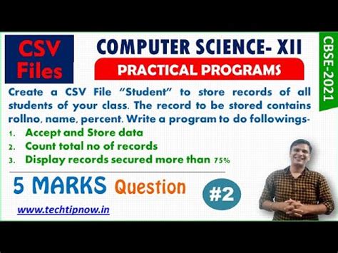Class 12 CS Sample CSV Programs に対する画像結果