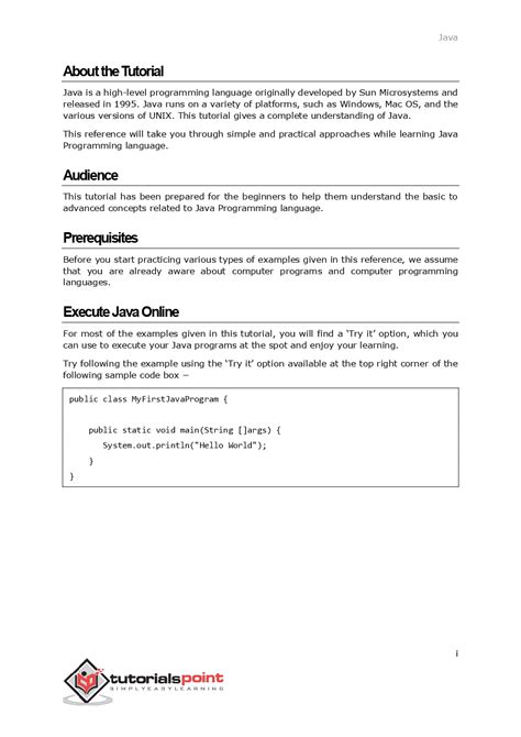 Image result for Java Tutorials Point with Program Explain