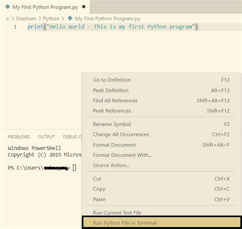 Image result for First Python Program in Visual Studio Code