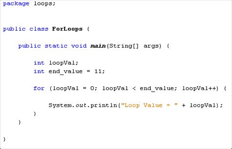 Toradh íomhá ar Java Loop Example