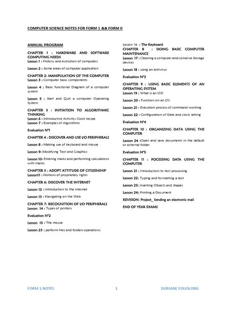 Image result for Computer Form 1 Notes Revision