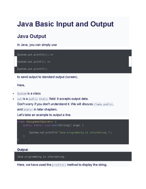 Image result for Java Basic Output