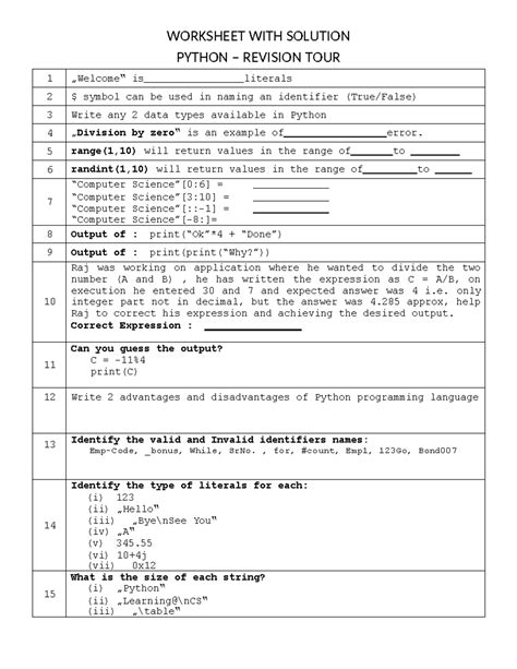 Image result for Random Worksheet for Class 12 Python