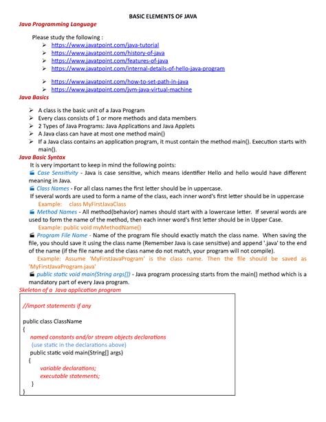 Image result for Basic Elements of Java