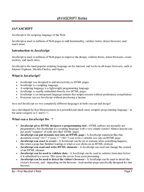 Image result for JavaScript Notes for Practice PDF