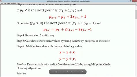 Image result for Midpoint Circle Algorithm in Computer Graphics Solved Example